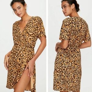 Aritzia Babaton Wallace Dress Leopard Wrap Lined Black Brown Women’s Size XS